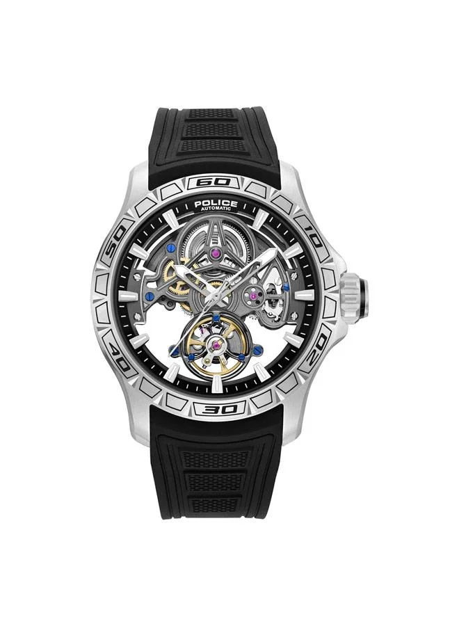 POLICE Spirit Gunmetal Dial Silicone Strap Analog Watch for Men, 45mm